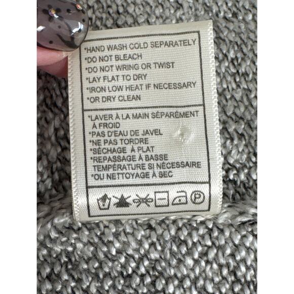 BB Dakota Grey Heathered Crossover Back Sweater with Fringe Detail Size S - Picture 8 of 14